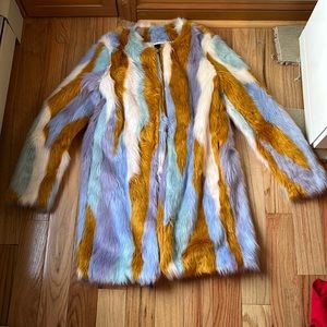 Colorful faux fur coat